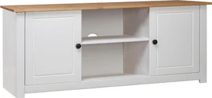 Szafka pod TV biała 120x40x50 cm lite drewno sosna panama - Szafki RTV - miniaturka - grafika 1