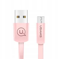 Kable USB - P4Y Płaski Kabel Micro USB US-SJ201 U2 1.2m różowy - miniaturka - grafika 1
