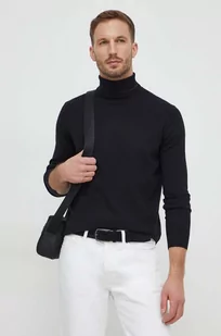 Karl Lagerfeld sweter wełniany męski kolor czarny lekki z golferm - Swetry męskie - miniaturka - grafika 1