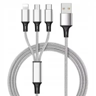 Ładowarki do telefonów - KABEL ŁADOWARKA 3w1 MICRO TYP-C do IPHONE USB-C 5A - miniaturka - grafika 1