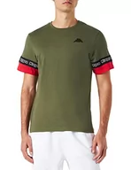 Koszulki męskie - Kappa Męski T-shirt z logo Baxum Logo Tee, khaki, czerwony, L, khaki, czerwony, L - miniaturka - grafika 1