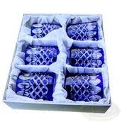 Szklanki - Kobaltowe kryształowe szklanki do whisky 280ml Krata Oliwka 6 sztuk - miniaturka - grafika 1