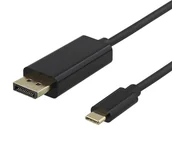 Adaptery i przejściówki - Deltaco 00140012 adapter kablowy 1 m USB Type-C DisplayPort Czarny 00140012 - miniaturka - grafika 1