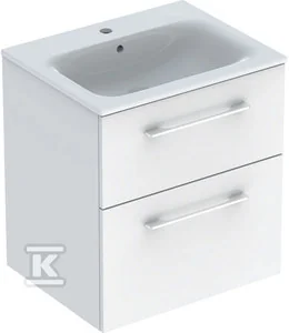 Selnova Square Zestaw szafki pod umywalkę, z dwiema szufladami, B60cm, H65.2cm, T50.2cm, biały, z umywalką meblową, cienki rant, z przelewem, z - Szafki łazienkowe - miniaturka - grafika 1