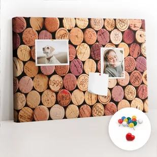 Szkolna Tablica korkowa 60x40 cm, Kolorowe Pinezki, wzór Korki do wina - Tablice i flipcharty - miniaturka - grafika 1