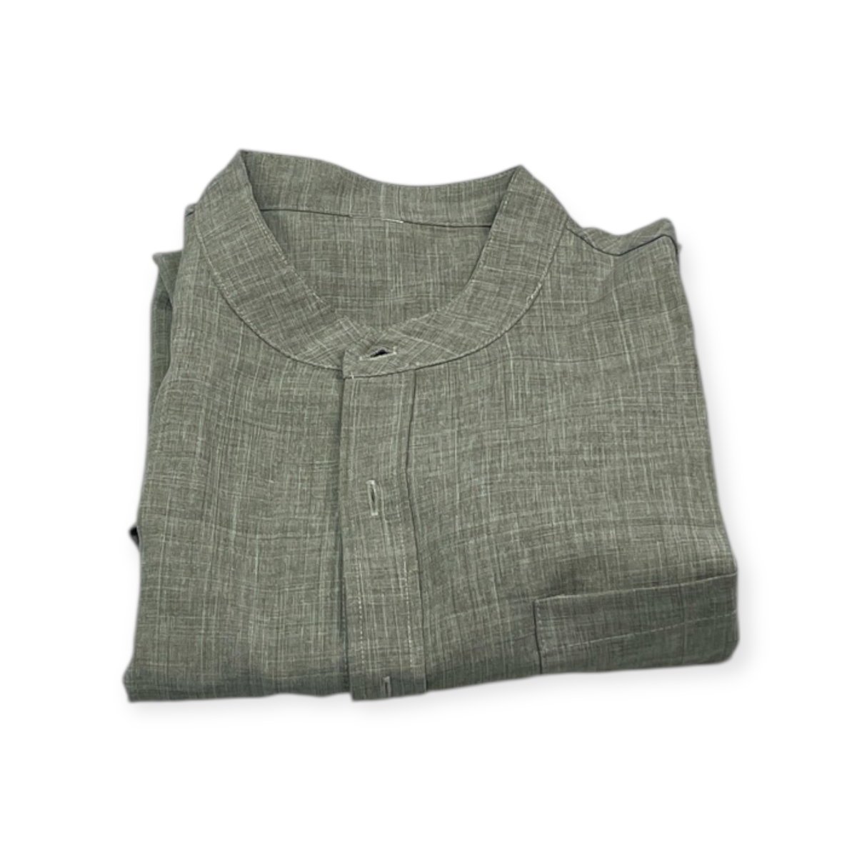 Męska koszula Old Money - stójka, krótki rękaw, rozmiar M