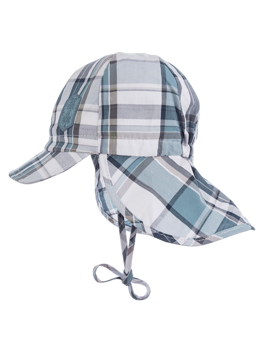 Chłopięca czapka sznurowana z daszkiem i ochroną na kark niebieska Döll