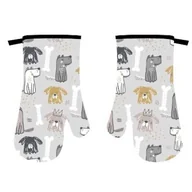 Fartuchy i rękawice kuchenne - Komplet rękawic kuchennych Doggos 19 x 30 cm szare - miniaturka - grafika 1