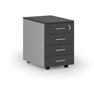 Kontenerek biurowy mobilny PRIMO GRAY, 4 szuflady, szary/grafit - Szafki biurowe - miniaturka - grafika 1