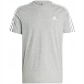 Koszulki męskie - Koszulka męska adidas Essentials Single Jersey 3-Stripes szara IC9337 L - miniaturka - grafika 1