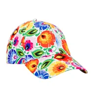 Czapki i chusty sportowe męskie - CZAPKA Z DASZKIEM - WZORY FOLK ŁOWICKIE BIAŁA FOLKSTAR - miniaturka - grafika 1