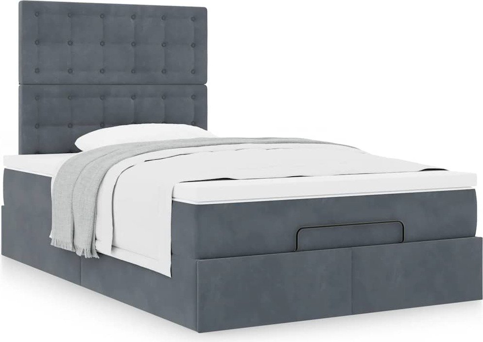 vidaXL Łóżko otomana z materacem ciemnoszare 120x200 cm aksamitne