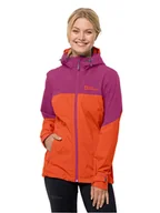 Kurtki i kamizelki sportowe damskie - Jack Wolfskin Kurtka przeciwdeszczowa "Weiltal" w kolorze pomarańczowo-różowym - miniaturka - grafika 1