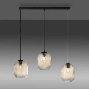 Paul Neuhaus Lampa wisząca Art Deco czarna z bursztynowym szkłem 3 światła - Chris - Lampy sufitowe - miniaturka - grafika 2