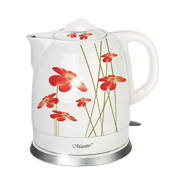 Czajnik elektryczny ceramiczny 1.5L 1200W czerwone kwiaty MAESTRO