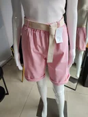 Spodenki damskie - Bawełniane spodenki z paskiem - różowy One size - miniaturka - grafika 1