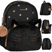 Plecaki szkolne i tornistry - Starpak Plecak Wycieczkowy Czarny Kotek z Futerkiem 553456 - miniaturka - grafika 1