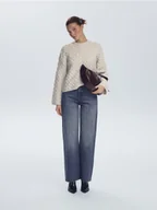 Swetry damskie - Reserved - Strukturalny sweter - beżowy - miniaturka - grafika 1