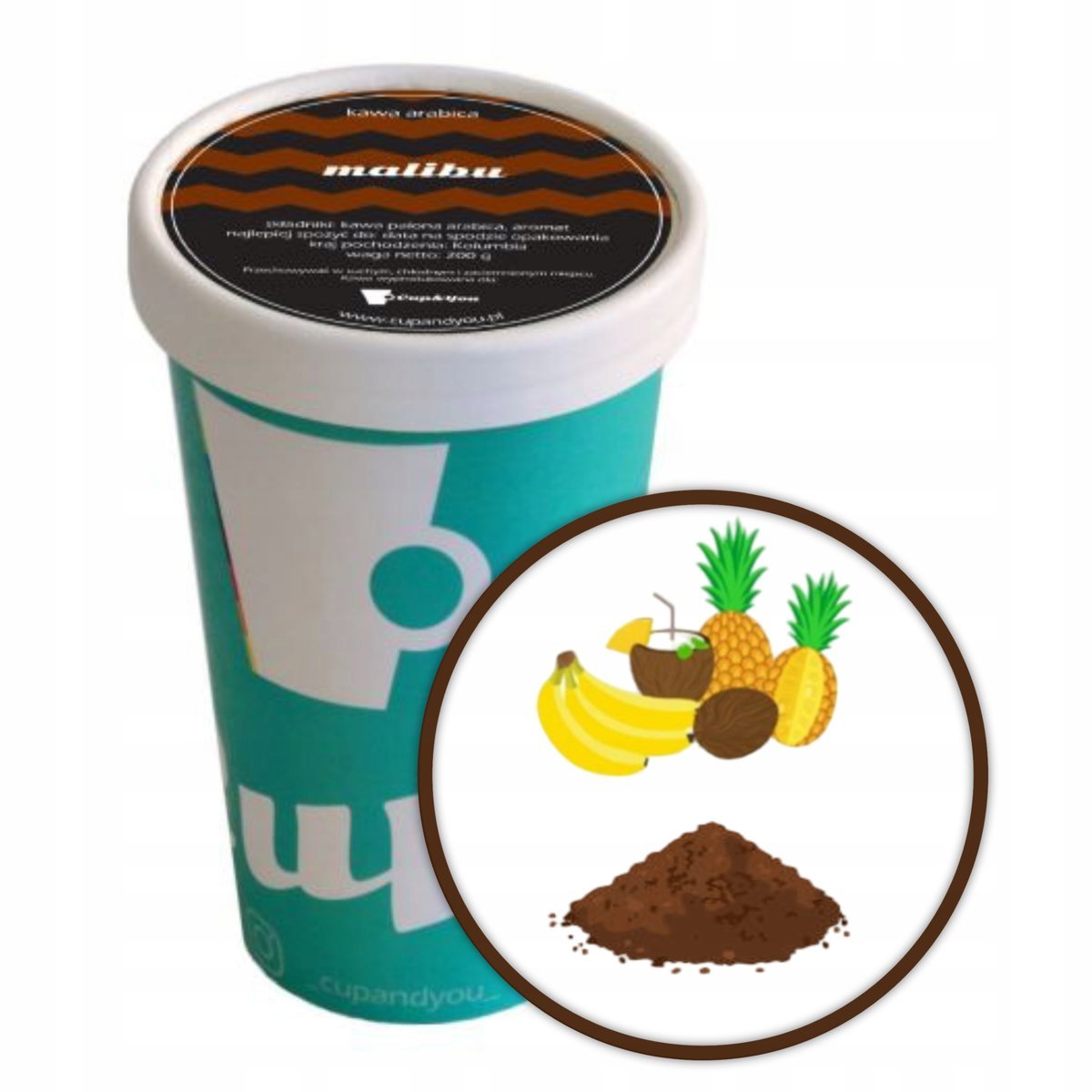 Kawa aromatyzowana deserowa o smaku MALIBU mielona ARABICA PREMIUM 200g - smakowa uczta dla podniebienia