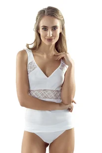 Eldar Darla Top damski biały V dekolt M - Koszulki i topy damskie - miniaturka - grafika 1