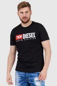 Koszulki męskie - DIESEL Czarny t-shirt męski z wyszywanym logo - Diesel - miniaturka - grafika 1