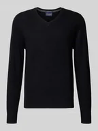 Swetry męskie - Sweter z dzianiny z mieszanki wełny i kaszmiru z dekoltem w serek - miniaturka - grafika 1