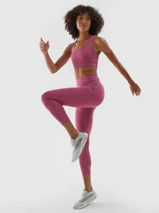 Damskie legginsy treningowe 4F 4FWAW24TFTIF276 - różowe - Spodnie sportowe damskie - miniaturka - grafika 1