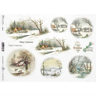 Papier ryżowy ITD A4 R1272 Zima Krajobraz - Decoupage - miniaturka - grafika 1