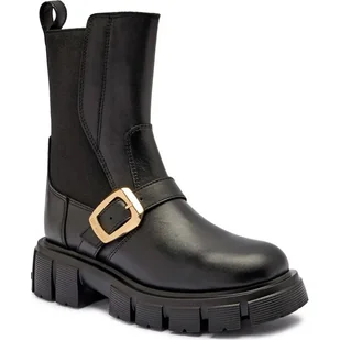 Love Moschino Skórzane botki na platformie - Botki damskie - miniaturka - grafika 1