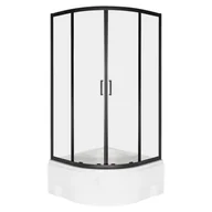 Kabiny prysznicowe - Kabina prysznicowa z głębokim brodzikiem Aruba GL 90 BL szkło transparentne 5 mm profile czarne KERRA - miniaturka - grafika 1