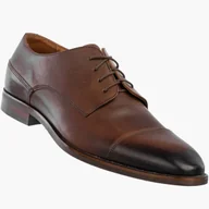 Półbuty męskie - Półbuty Wizytowe Męskie Skórzane Buty Eleganckie Brązowe Domeno Brązowy 40 - miniaturka - grafika 1