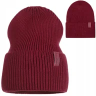 Czapki damskie - Czapka Damska Kobieca Beanie Jesienna Zimowa Polska Marka Majka Bordowa - miniaturka - grafika 1