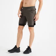 Spodnie sportowe męskie - Spodenki fitness cardio męskie Domyos 2 w 1 - miniaturka - grafika 1
