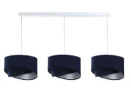 Lampy stojące - Granatowa potrójna lampa wisząca welurowa - S509 Vaco - miniaturka - grafika 1