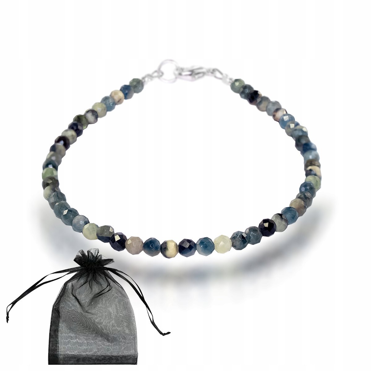 Bransoletka Naturalny Kamień SZAFIR MARMUREK faset 3,0mm Srebro 925 18cm, bez marki, AG00000894