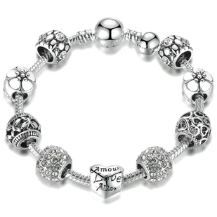Bransoletka damska SREBRNA modułowa LOVE CHARMS - Bransoletki - miniaturka - grafika 1