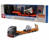 Samochody i pojazdy dla dzieci - Mercedes Actros GigaSpace LAWETA ŁADOWARKA KOŁOWA BOBCAT 1:43 BBURAGO - miniaturka - grafika 1