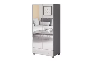 Szafa dwudrzwiowa z szufladą Bellagio 18 - szary mat / lustro - Szafy - miniaturka - grafika 1