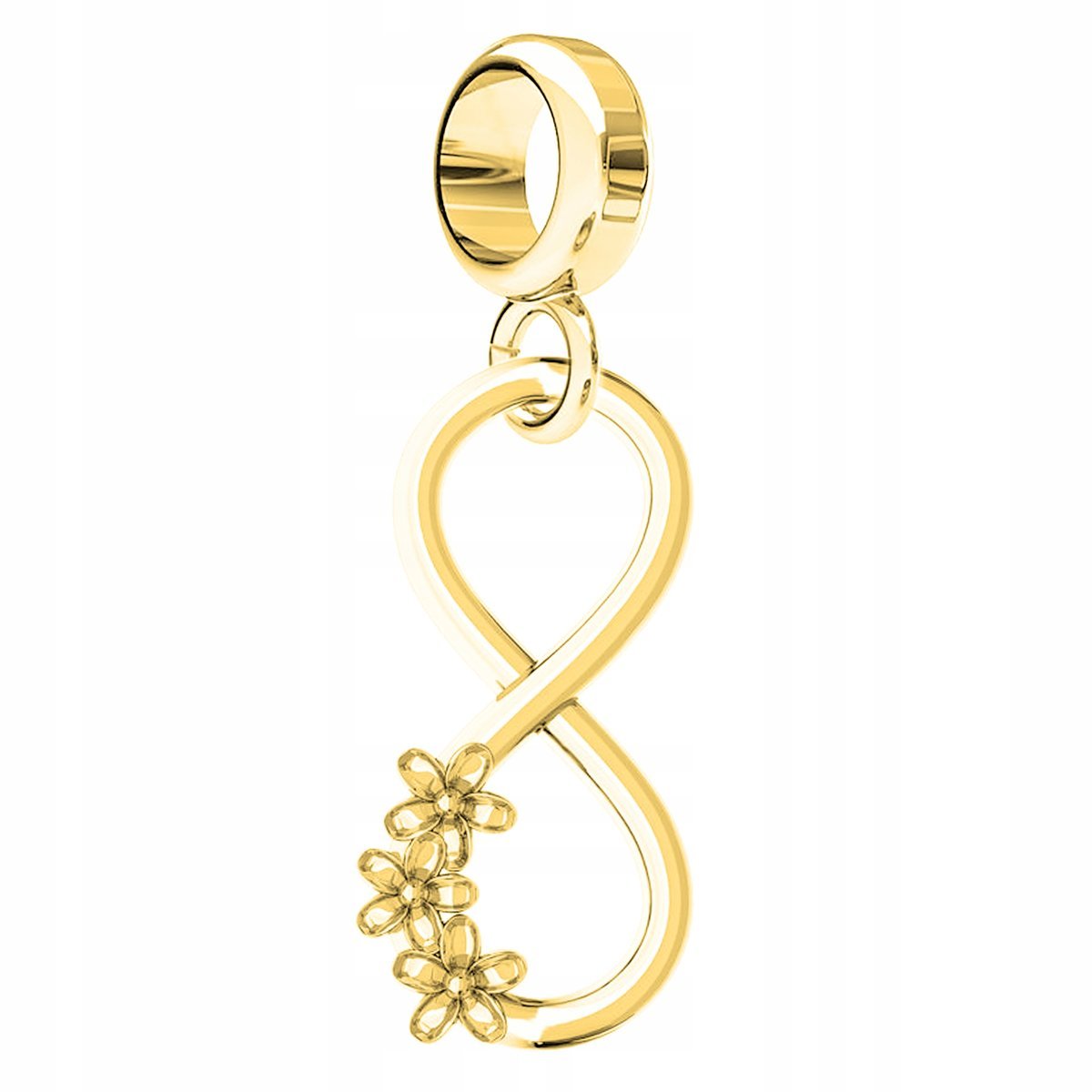 Charms Złoty Nieskończoność z Kwiatem Ósemka Kwiaty Kwiatki SREBRO 925