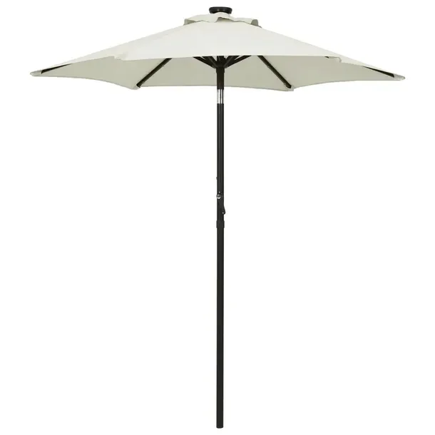Parasol ogrodowy LED z korbką, przechylny, 200x211 cm, piaskowo-ciemnoszar