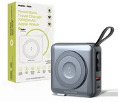 Powerbanki - Mobile Origin Powerbank & Travel Charger, Lightning/USB-C Cable, MagSafe/AW/iPhone Compatible, grey - miniaturka - grafika 1