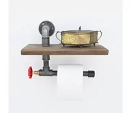 Stojaki i wieszaki na papier toaletowy - Uchwyt na papier toaletowy z półką BORURAF 22x31 cm świerk - miniaturka - grafika 1