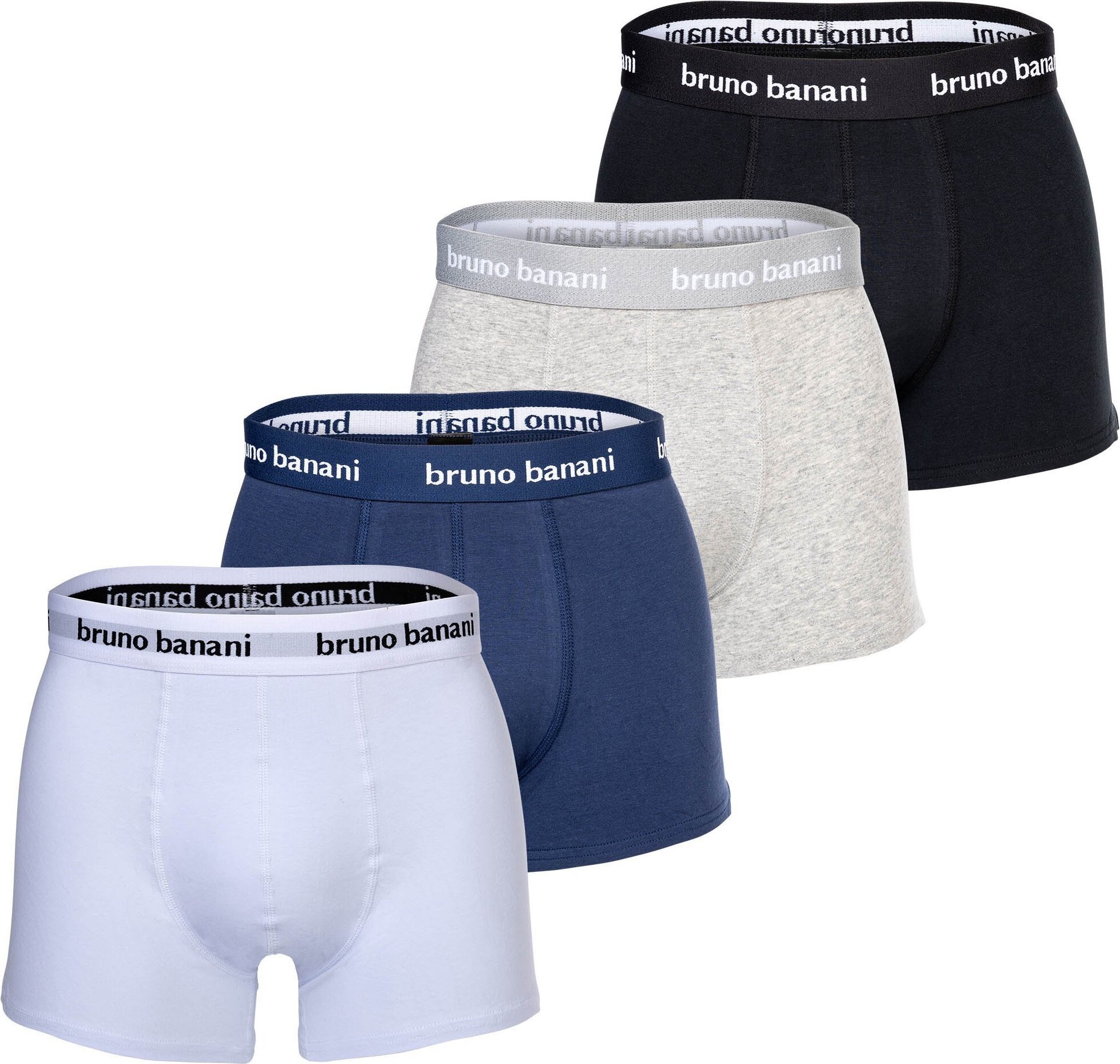 Bokserki męskie Bruno Banani 4-pack - Every Day, bawełna czarny/szary/biały/niebieski L