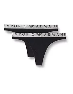 Majtki damskie - Emporio Armani Damskie stringi ze stringami z mikrofibry (2 szt.), czarny, S - grafika 1