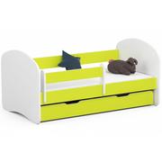 Łóżka dla dzieci i młodzieży - Łóżko dziecięce 140x70 SMILE z materacem i szufladą limonkowe - miniaturka - grafika 1