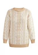 Swetry damskie - blonda Damski sweter z dzianiny 15425014-BL01, beżowo-kremowy, XS/S, beż kremowy, XS-S - miniaturka - grafika 1