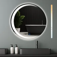 Lusterka do makijażu - NETTLIFE Okrągłe Lusterko Łazienkowe 70cm z LED, Lusterko Świetlne z Regulowaną Temperaturą Barwową, Funkcja Dotykowa i IP44 - miniaturka - grafika 1