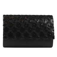 Torebki damskie - Eferri, Torba wieczorowa z klapą dla kobiet, 20x13x4 cm, czarny - miniaturka - grafika 1