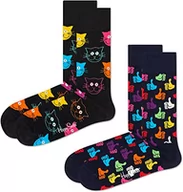 Skarpetki męskie - Happy Socks kolorowe i zabawne skarpetki 2-Pack Classic Cat Socks Rozmiar 36-40 - miniaturka - grafika 1