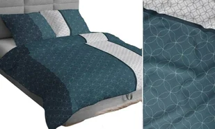 Poszewka 40x40 granatowa turkusowa biała geometria paski bawełna Max - Poszewki na poduszki - miniaturka - grafika 1